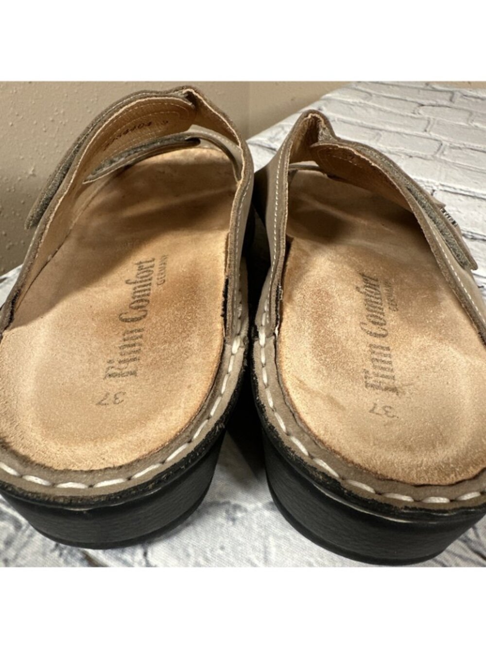 Finn Comfort Jamaika Jamaica Tan Double Strap Slip On Wedge Sandals Womens 37 /7 - Picture 16 of 16